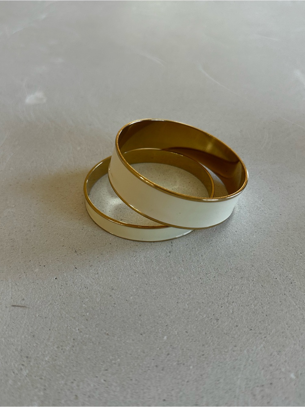 bebe Cream and Gold Enamel Bangle Set